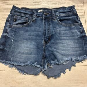 Kancan Denim Distressed Shorts Size 3/25 Frayed Hem Midrise